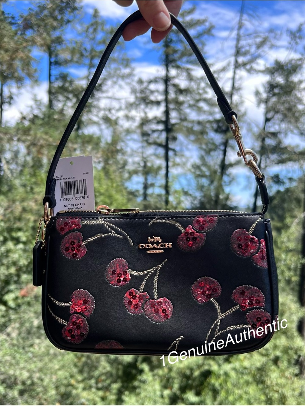 COACH Black Mini Leather Shoulder Bag Wristlet Clutch Gold Hardware CCZ21 NWT - Picture 3 of 12